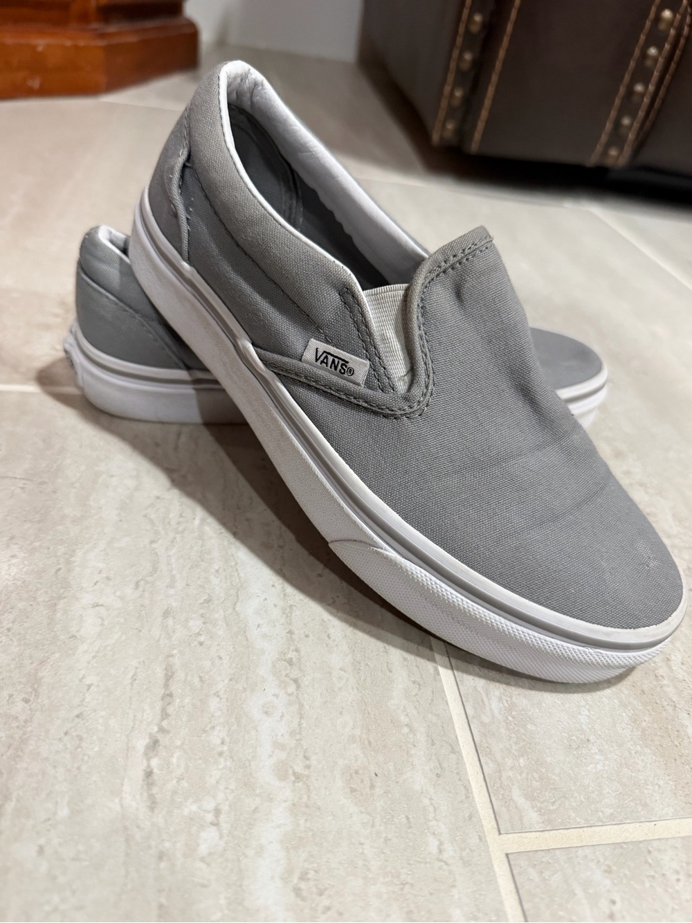 Vans Gray Canvas Slip-On Sneakers